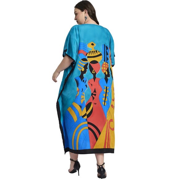 Gypsie Blu Kaftan Dress for Women Plus Size Party Wear Maxi Dresses Caftan Gowns - Picture 7 of 8